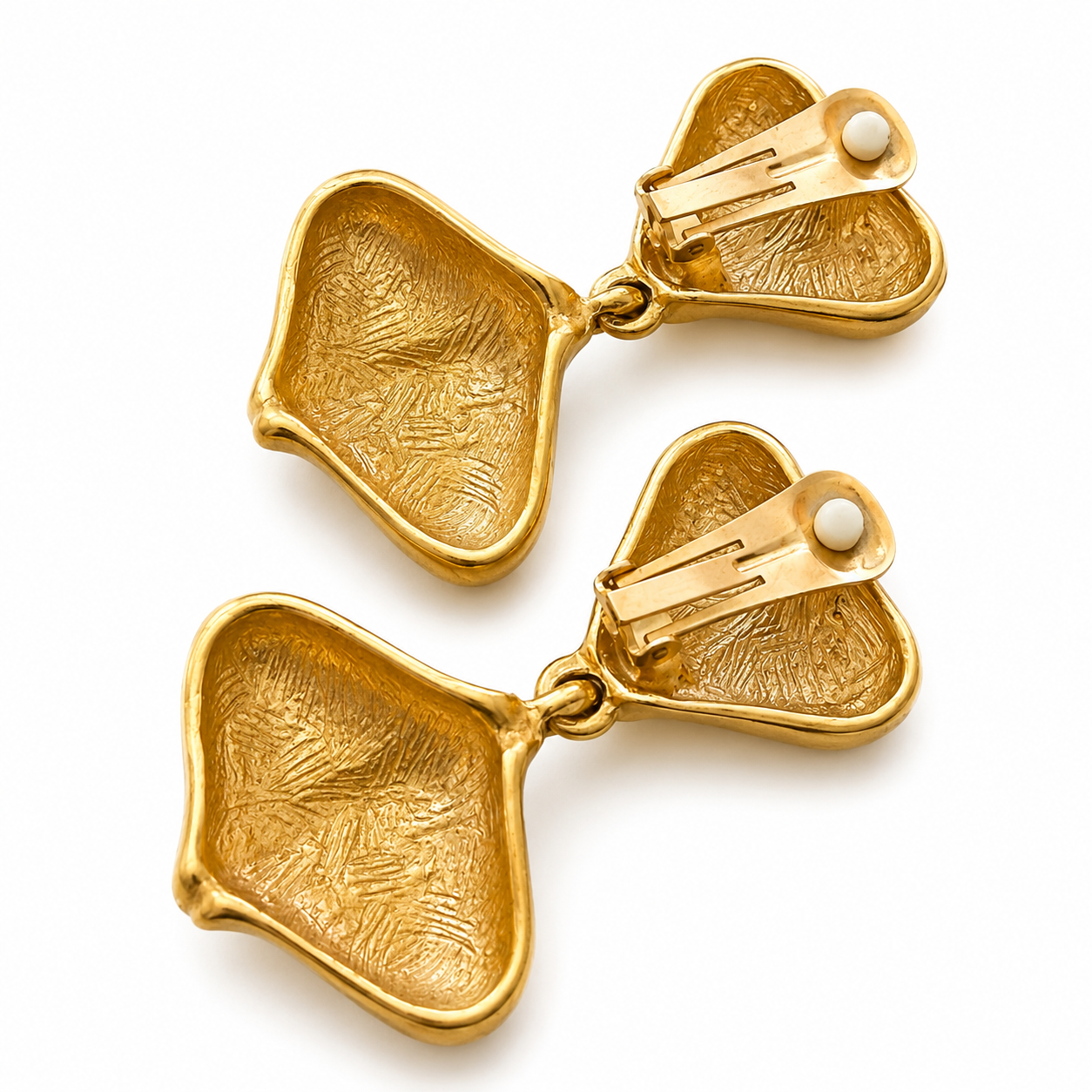 Vintage Unsigned Anne Klein Style Gold Tone Clip-On Drop Earrings