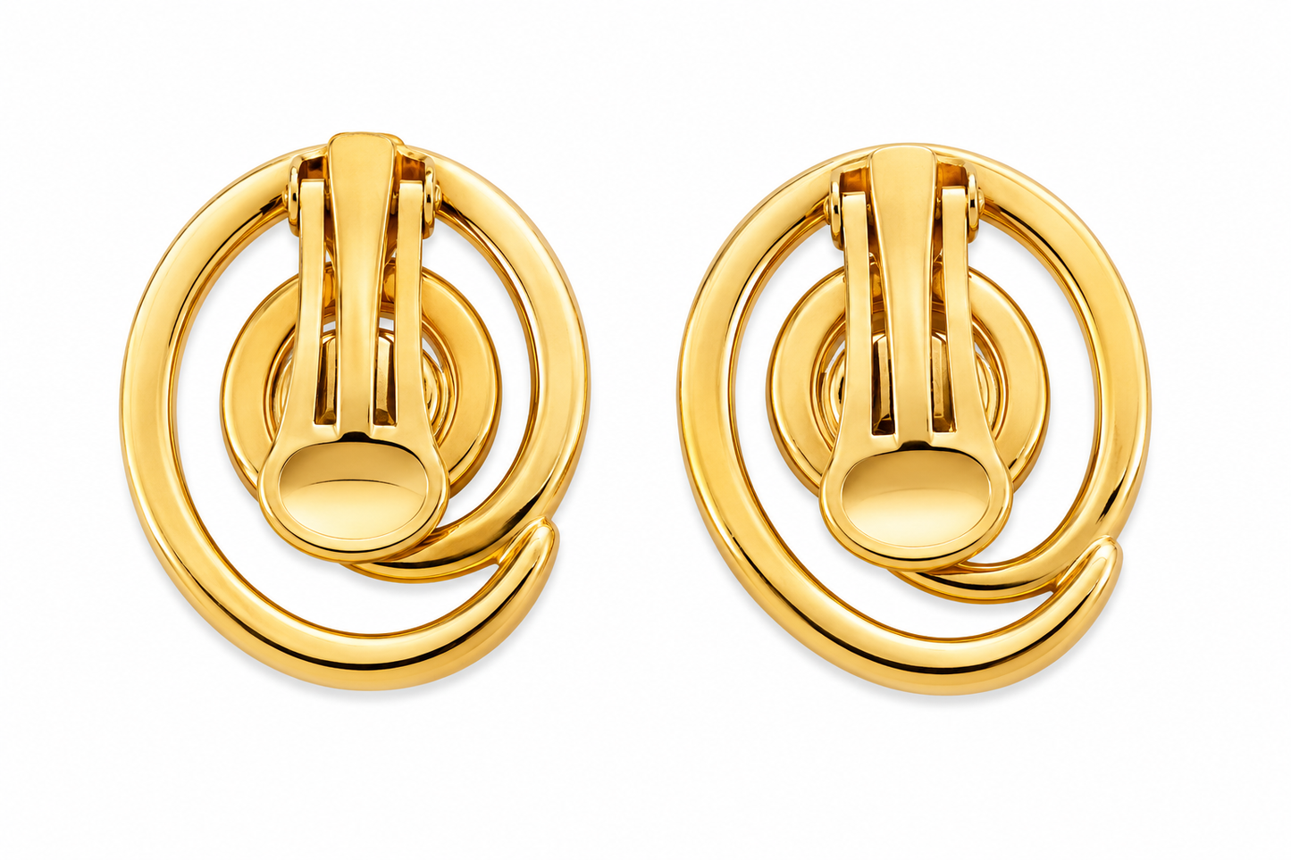 Vintage Celine Inspired Gold Spiral Clip-On Earrings