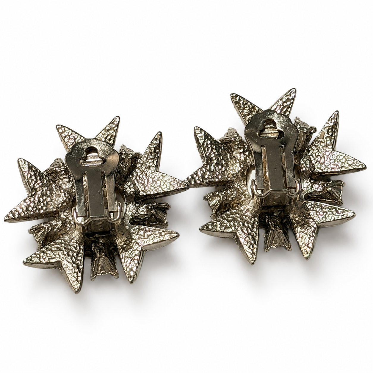 Vintage Starburst Pearl & Rhinestone Clip-On Earrings | Circa 1980s–1990s