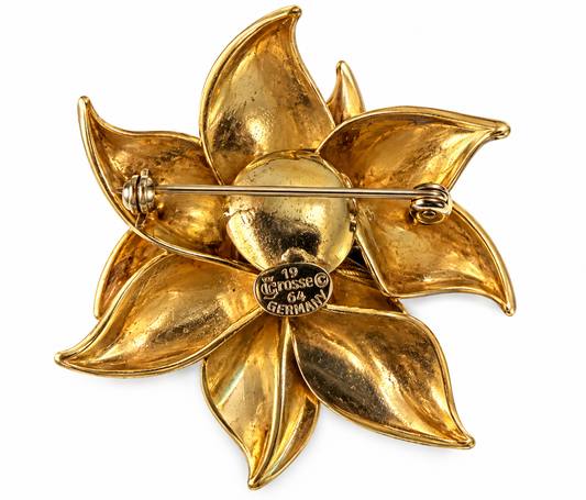 Rare GROSSE Germany Gold-Tone Sculptural Flower Brooch | Circa 1964