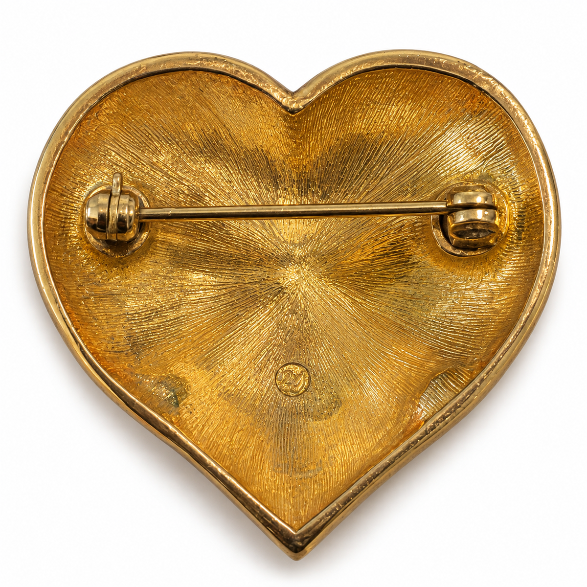 Vintage Swarovski Swan Signed Gold-Tone Crystal Heart Brooch |Circa 1980s–1990s