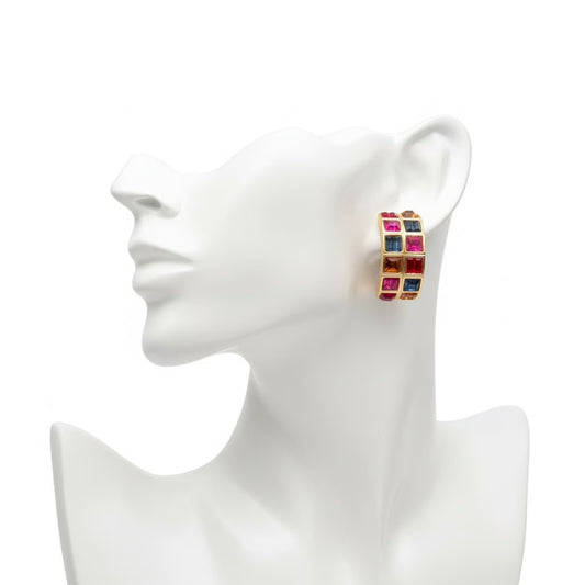 Vintage Yves Saint Laurent Multi-Gem Clip Earrings