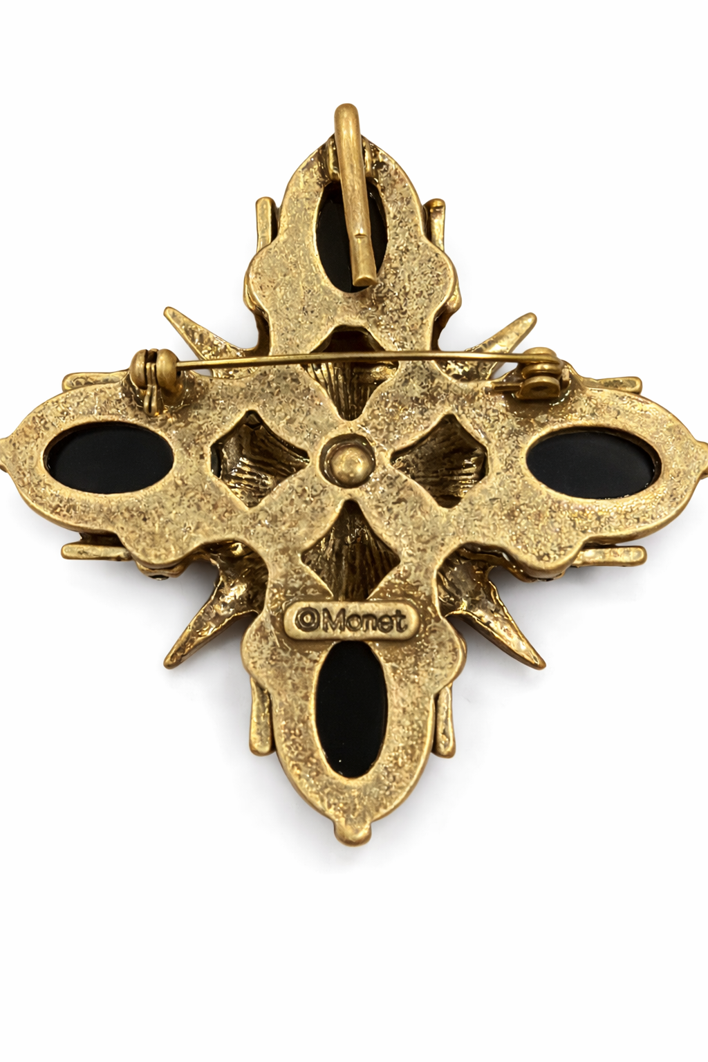Broche Monet Vintage Napoleón Moneda Cruz de Malta | Broche con Pedrería Tono Dorado Declaración