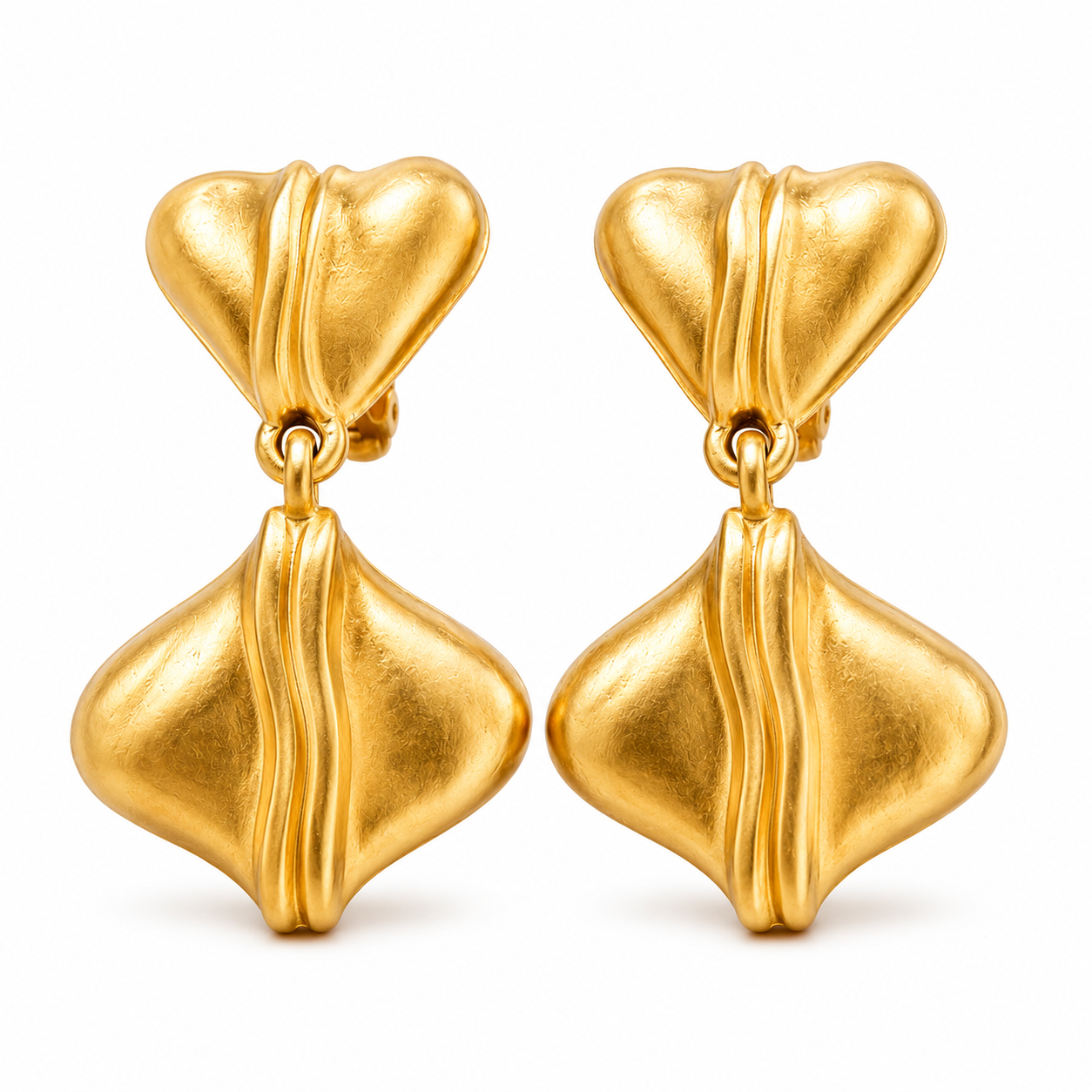Vintage Unsigned Anne Klein Style Gold Tone Clip-On Drop Earrings