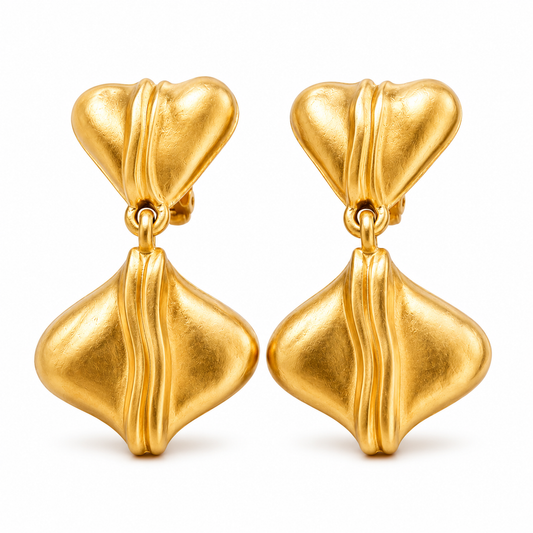 Vintage Unsigned Anne Klein Style Gold Tone Clip-On Drop Earrings