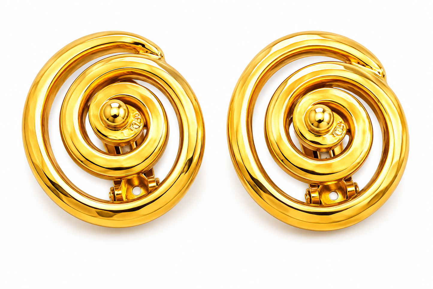 Vintage Celine Inspired Gold Spiral Clip-On Earrings