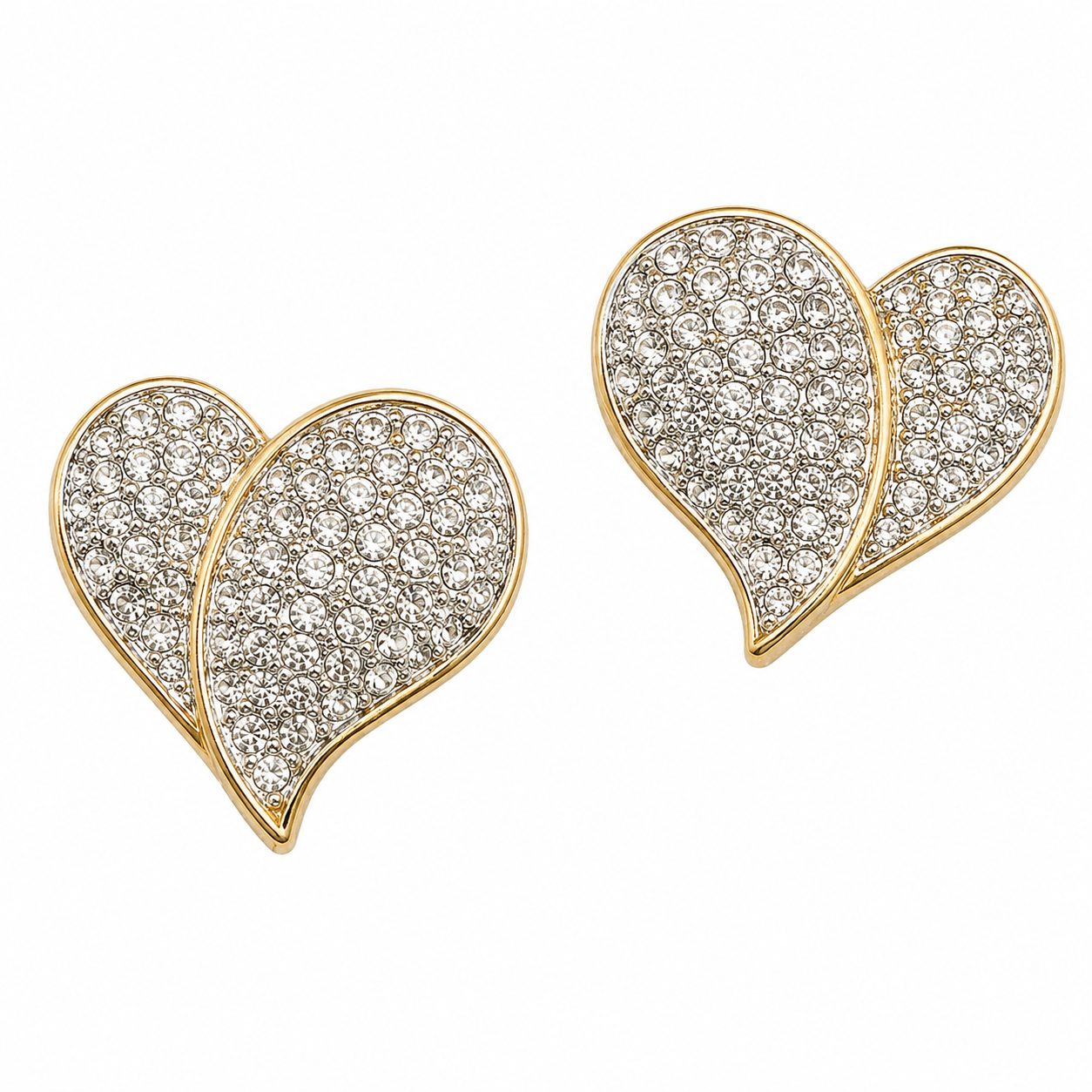 Vintage Swarovski Crystal Heart Clip-On Earrings Circa 1990s
