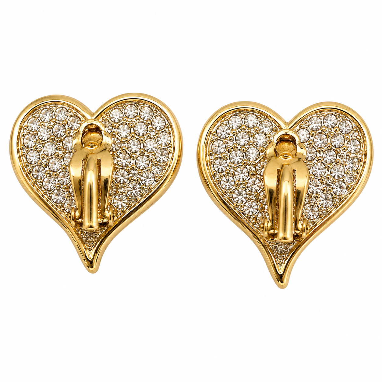 Vintage Swarovski Crystal Heart Clip-On Earrings Circa 1990s