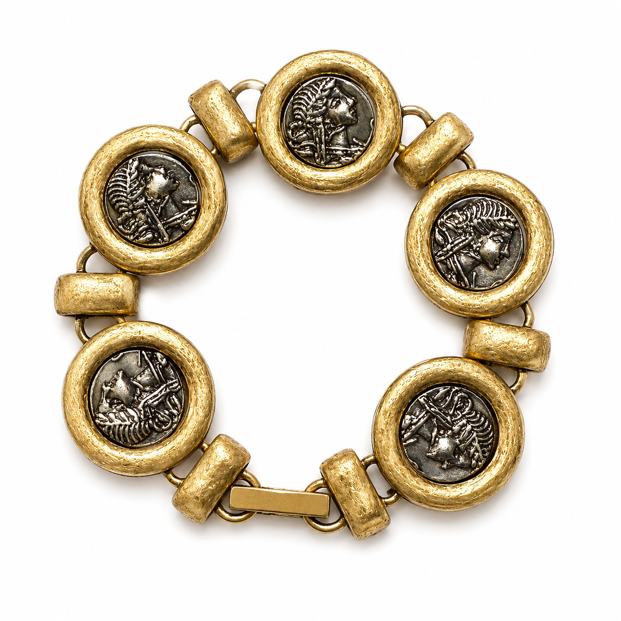 Vintage Greek Coin Link Bracelet | Circa 1970s–1980s