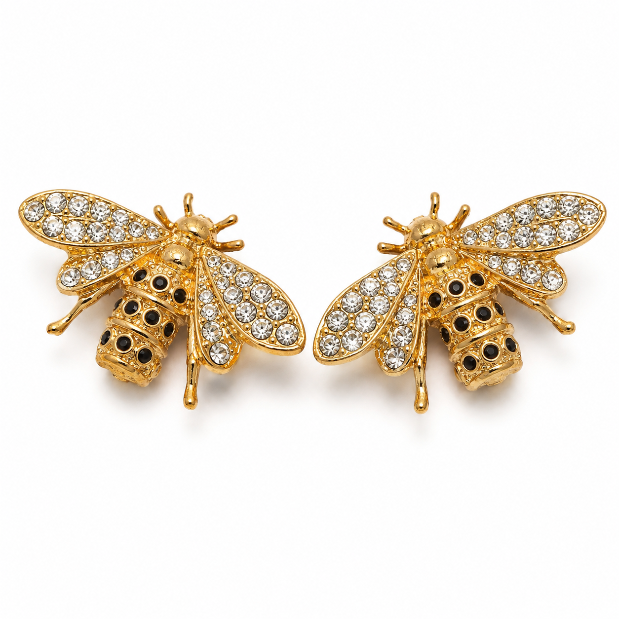 Vintage Oscar de la Renta Rhinestone Bee Clip-On Earrings, Circa 1980s–1990s