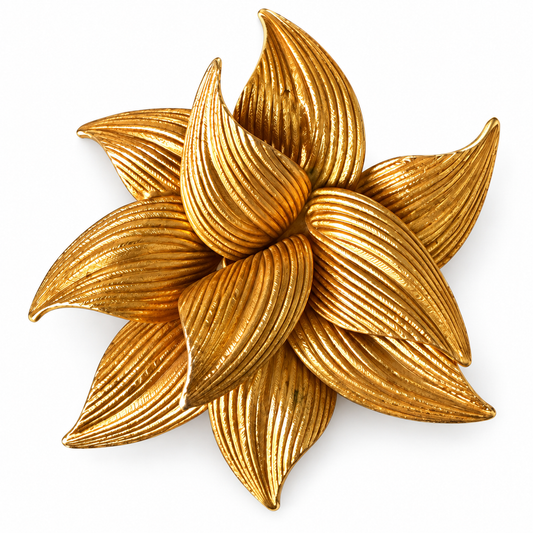 Rare GROSSE Germany Gold-Tone Sculptural Flower Brooch | Circa 1964