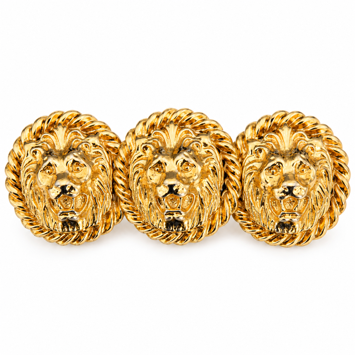 Vintage Triple Lion Head Gold-Tone Statement Brooch | Circa: 1980s–1990s