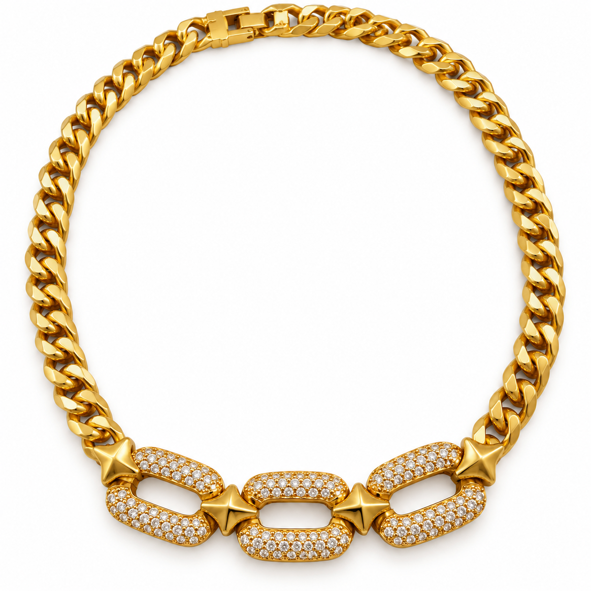 Vintage Swarovski Swan Signed Gold-Tone Pavé Crystal Star Statement Necklace | Circa 1980s–1990s