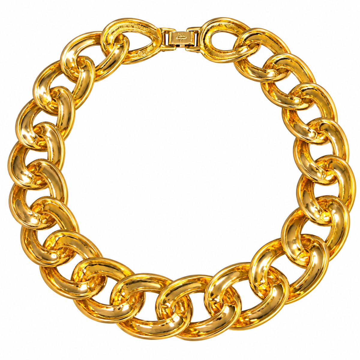 Vintage Napier Pat. Pend Gold-Tone Chunky Curb Chain Statement Necklace | Circa 1980s