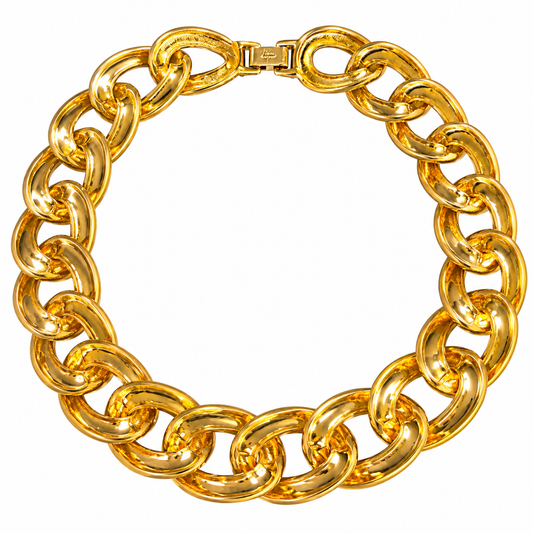 Vintage Napier Pat. Pend Gold-Tone Chunky Curb Chain Statement Necklace | Circa 1980s
