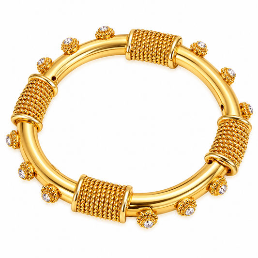 Vintage Gianfranco Ferré Made in Italy Gold-Tone Multicolor Rhinestone Bangle Bracelet – Circa 1980s
