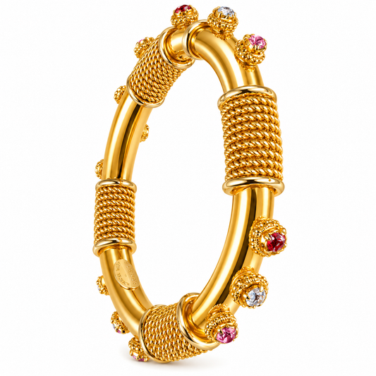 Vintage Gianfranco Ferré Made in Italy Gold-Tone Multicolor Rhinestone Bangle Bracelet – Circa 1980s