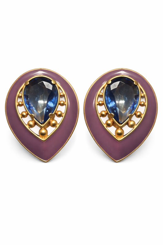 Pendientes de clip de Yves Saint Laurent Cabujón en forma de lágrima (década de 1980)