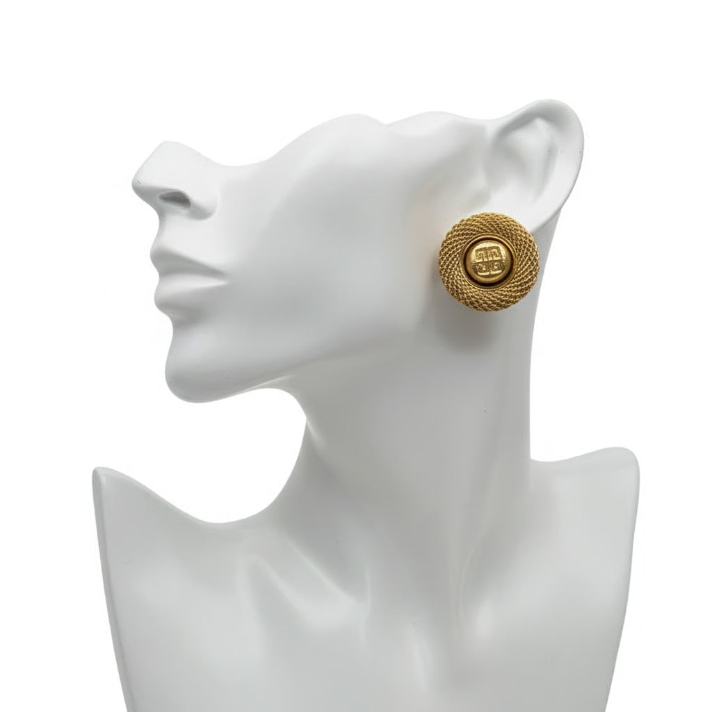 Pendientes de clip Givenchy 4G vintage con botón dorado